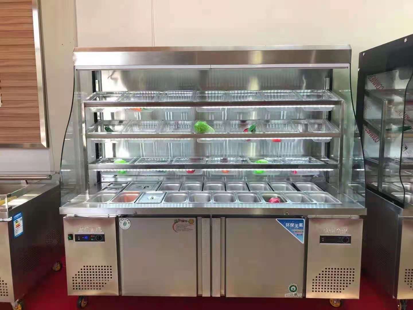冒菜展示柜 菜品展示柜 噴霧冒菜展示柜 拉簾菜品展示柜 推拉門(mén)冒菜展示柜（QT-JTD）